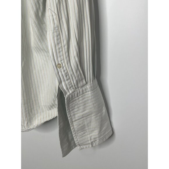 Corneliani Textured Stripe French Cuff Button Front Dress Shirt Blue Cream 16/41 - Picture 10 of 10